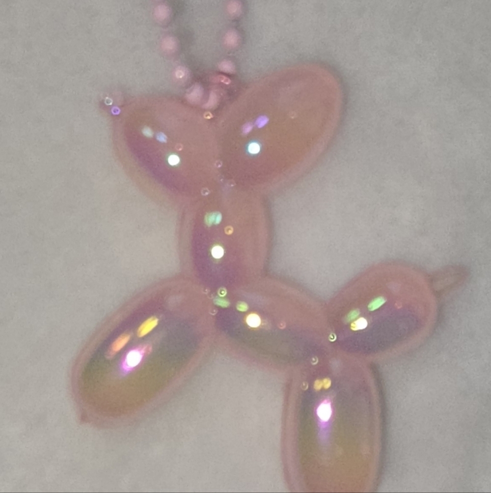 Pink Iridescent Balloon Dog Bag Charm/ Key Chain New